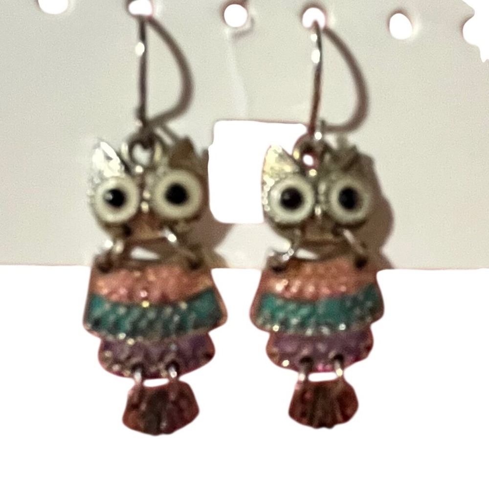 Dangle Googly Eye Owl Earrings Sparkle‎ Pastel Colors
